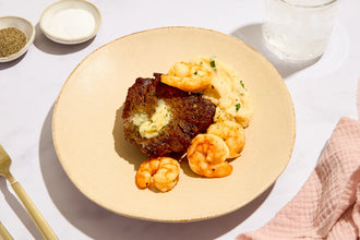 Garlic Butter Filet Mignon & Shrimp with Potato Mash (Surf & Turf)