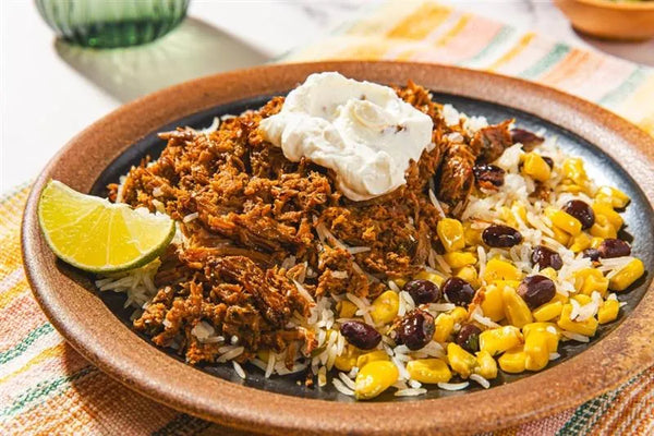 Barbacoa Bowl with White Rice and Black Beans