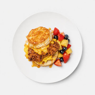 Hot Honey Chicken Biscuit Breakfast