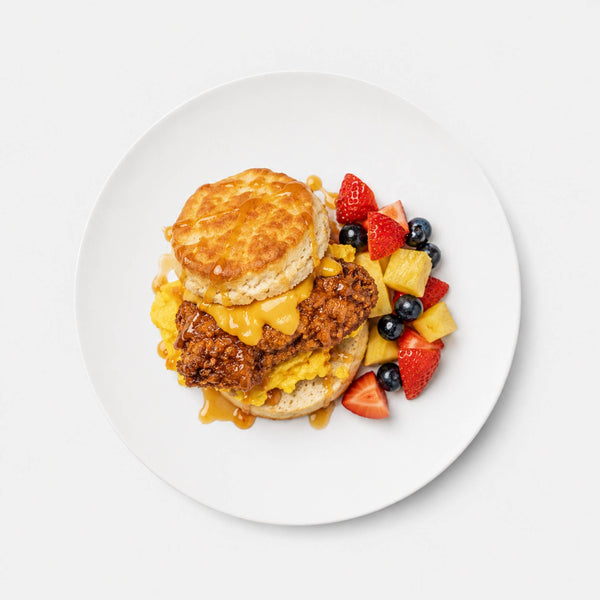 • Hot Honey Chicken Biscuit Breakfast