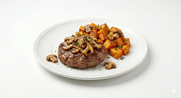 Beef Stroganoff with Sweet Potato Wedges