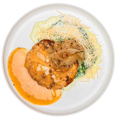 Turkey Salisbury Steak with Parmesan Spinach