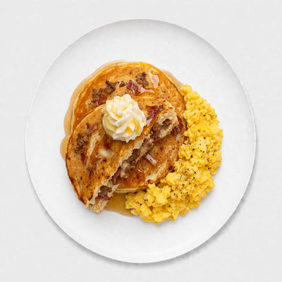 Bacon & Sausage Stuffed Pancakes