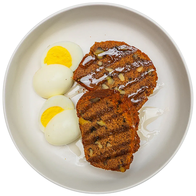 Cinnamon Walnut Breakfast Bread with Hard Boiled Eggs