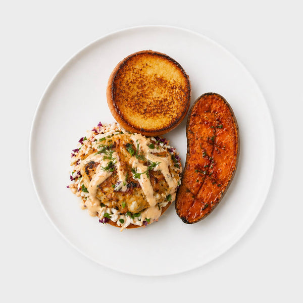 • Golden Crab Cake Burger