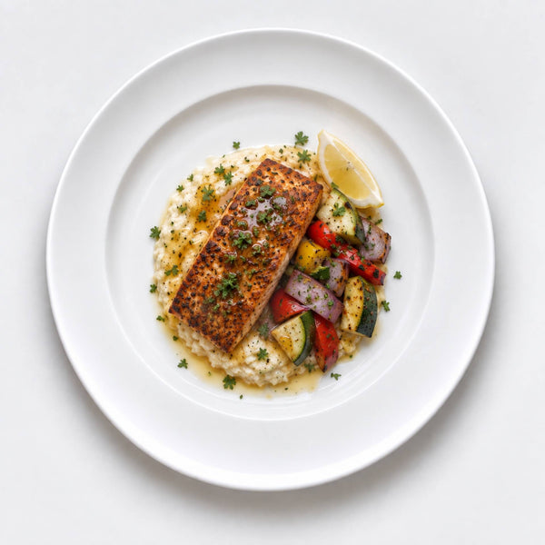Cajun Salmon & Cheddar Grits