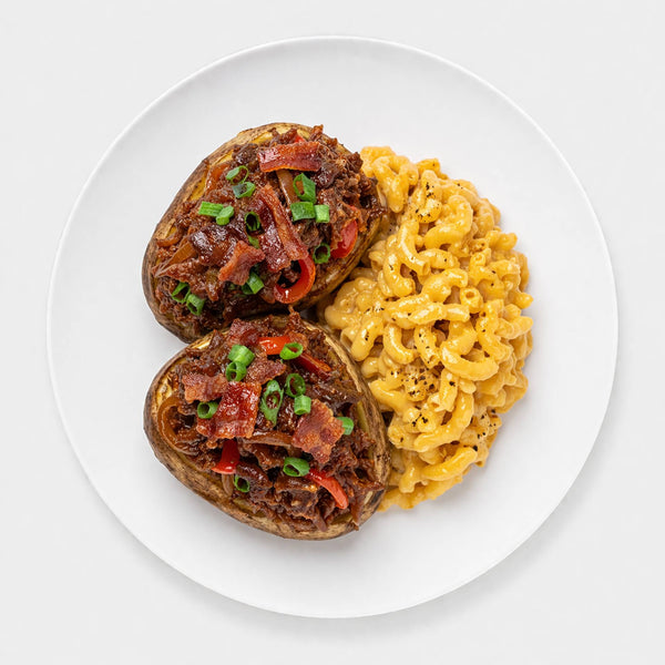 • Smoked BBQ Beef Loaded Potatoes