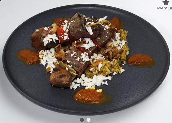 • Grilled Strip Steak & Chorizo Kebab
