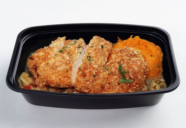 Pollo náufrago con costra de coco