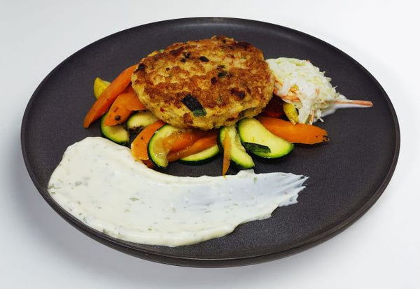 • Handmade Wild Caught Salmon Burger